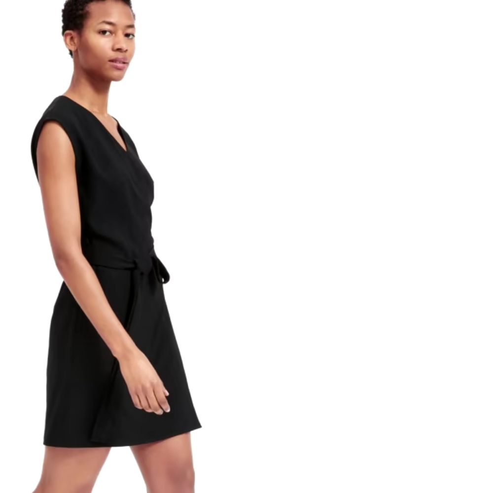 Japanese GoWeave Short-Sleeve Mini Wrap Dress